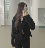 Knit Two-Way Hood Zip-Up Banding Loose Fit Pants Two-Piece Set