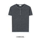 Montes Crop Henley Neck Short Sleeve T-shirt