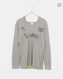 Dir Lettering Print Color Matching Strap Long Sleeve Hood T-Shirt
