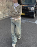 Circle Strap Wide Denim Pants