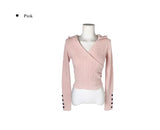 Hito Wrap Button Slim Hood Knit