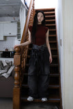 Eyelet Pintuck Black Denim