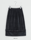 Oleden Velvet Frill Long Skirt