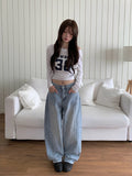Deren Cut Washing Wide Denim Pants