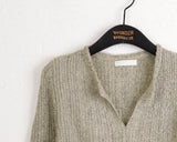 Nalky Bokashi V-neck Slit Long Sleeve Knit