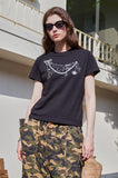 Angel Brooch Crop Short Sleeve Tee