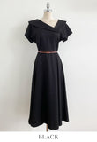 Beshu Diagonal V-collar Long One Piece (Belt set)