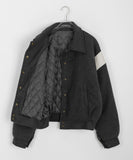 Lumti color matching collar quilted varsity jumper