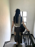 Parform Vintage Washing Long Denim Skirt