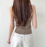 [With Cup] Four Seasons Square Neck String Sleeveless