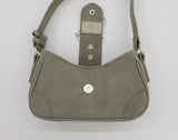 Crawl Logo Buckle Suede Washing Cross Hobo Shoulder Bag