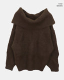 Boda punching off-shoulder wool knit