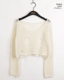 Runt vintage damage net net crop long sleeve knit