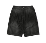 Tie Dye Bermuda Two-Tuck Shorts Denim