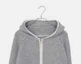 Suha Stripe Two-Way Long-Sleeve Knit Hooded Zip-Up