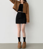 Suede Collar Crop Jacket
