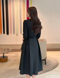 Rebbe Jacquard Collar Pleated One Piece (Belt set)