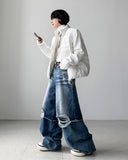 Bin Damage Layered Wide Denim