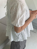 Lingo Lace Ribbon Shirring Blouse