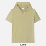 Dates Henley Neck Short Sleeve Hoodie