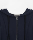 Dimmed incision two-way hood zip-up
