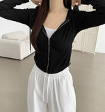 Daily Basic Slim Fit Long Sleeve Hood T-Shirt