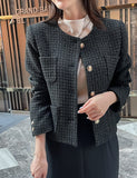 Shurea No Collar Pearl Tweed Jacket