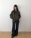 Noem Collar Overfit Leather Jacket