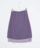 Haya Embossed Floral Layered Banding Midi Skirt