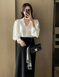 Bland Pintuck Puff Collar Shirt