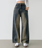 Side Pin Tuck Line Wide Fit Denim Pants