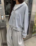 Maki Multi Stripe Color Matching Hood Zip-Up