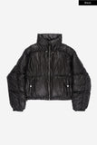 Piping shirring high-neck short padded jumper