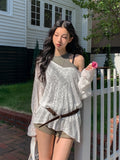 Summer Over Back Eyelet V-Neck Knit