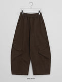 Linshus Cotton Cargo Banding Balloon Wide Pants