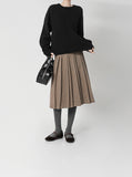 Leaven Wool Check Pleated Skirt