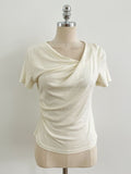 Kelly Unbalanced Drape Short Sleeve Tee-Blouse