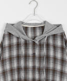 Yuuki color matching hood check shirt