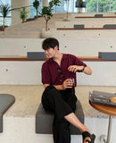 Linen collar short sleeve cardigan