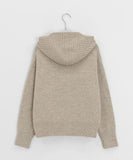 Mihro High Neck Hood Wool Knit Cardigan