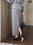 Lumie Collar Pintuck Shirring Wrap Blouse