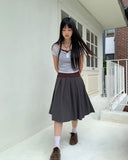 Naun Flower Round Button Short Sleeve T-Shirt