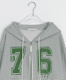 Lineco Stripe Number Two Way Crop Hood Zip-up