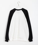 Hoshino Heart Printing Ribbed Raglan Sweatshirt