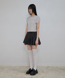 Button Shirred Balloon Skirt