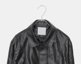 Minting Washing Cut Collar Loose Fit Leather Jacket