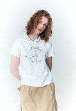 Circle Kitty Embroidered Crop Short Sleeve Tee