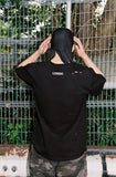 damage washing piercing t-shirt