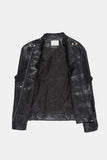 Velour leather zip-up rider jacket