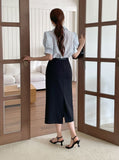 Billy Slit H-Line Long Skirt (Belt Set)